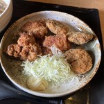 Ramen Kuroyama - ミックス定食A（ザンギ3個＋メンチカツ3個、ミニラーメン）