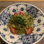 歩路庵 - 茶蕎麦のペペロンチーノ(〆の茶ぺぺ)