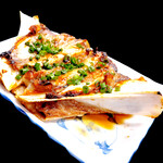 Grilled tuna jaw meat with green onion and ponzu sauce