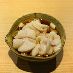 東麻布 天本 - 無洗白子と九条ネギ和え