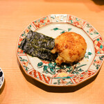 東麻布 天本 - ほたて揚げ、海苔