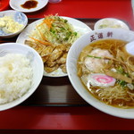 正道軒 - 豚ロース生姜焼きセット　１２００円　　ラーメン普通盛り＋１０５円