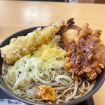 丸政 - かけそば大＋山賊揚げ＋ちくわ天ハーフ