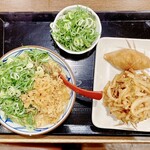 丸亀製麺 - 肉がさね玉子あんかけ(並)
            野菜かきあげ、いなり