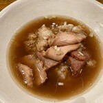 Homemade Ramen 麦苗 - ラーメン汁に黒豚飯をかけたもの