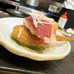 Shungiku - 下仁田葱と焼きカモンベールチーズ（鴨の生ハムのせ）