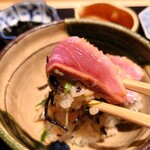 日本料理 柳燕 - 津軽鴨のローストと九条葱と鹿尾菜のご飯