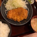 かつふじ - ロースカツ定食+カキフライ（単品¥190）×2個