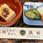 うなぎ釜めし藤田 - 直ぐに冷奴とぬか漬けが