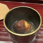 廣澤 - ○茨城県福王椎茸の車海老真薯を詰めた揚げ物　干し貝柱と野菜のコンソメスープと共に