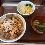 すき家 - 高菜明太マヨ牛丼、ランチセット