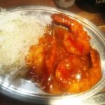 晩杯屋 - 大エビチリソース（ブラックタイガーですが高級店ではクルマエビと呼ばれています）３００円