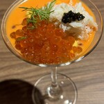 Bistro Masa - 前菜のカクテル1540円 栗カボチャムースがベースでイクラ・ズワイガニ・キャビア