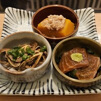 出汁しゃぶおばんざい おかか 市ヶ谷 - 本日のおばんざい三種盛り﻿