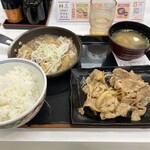 吉野家 - 牛皿、ねぎ塩豚定食877円