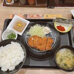 松のや - 朝食:チキンカツ定食(納豆)