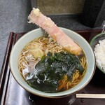 Monju - 朝定食Ｂ：魚肉ソーセージ天蕎麦