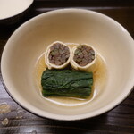 片折 - 干ぜんまいの信田巻き、ほうれん草