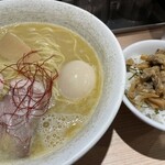 Menshou Yousuke - 味玉濃厚鳥そば(塩)1030円＋ミニごはん150円