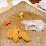 うを徳 - 利尻産 鮃　&  根室産 馬糞海胆