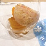 うを徳 - あまおうイチゴの自家製アイスクリーム、小布施産フジリンゴのコンポート