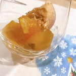 うを徳 - あまおうイチゴの自家製アイスクリーム、小布施産フジリンゴのコンポート、デコポン