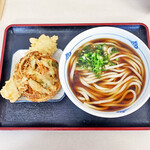 長生うどん - 料理写真:かけうどん中盛ｗｉｔｈ野菜かきあげ天＆イカ天