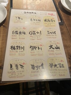 山形料理と地酒 こあら - 日本酒メニュー！