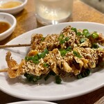 水餃子と胡椒シュウマイの二兎 - 中華風鳥皮串