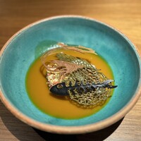 sentiamo - ⑥長崎県産天然クエ、グリーンカレー餅、ラタトゥイユ、ブイヤベース、魚・ハーブ・海老の煎餅
