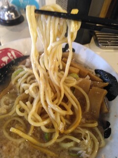 Tera Ccho - 特製ラーメン980円(太麺、麺硬めアブラダブル味薄め)メンマ130円の麺リフト(2023.12.4)