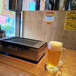 もみだれ焼肉獅子楼 - ビール、泡良い感じ(￣ー￣)ｂｸﾞｯ!