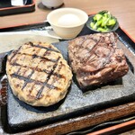 感動の肉と米 - ハンバーグ＆ロースコンボ