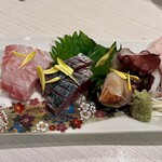Obanzai Ichiyoshi - 右からタコ、帆立炙り、シメサバ、すずき
                        
                        