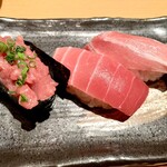 うまい鮨勘 - 天然本鮪3種盛り