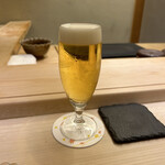 鮨 なんば 日比谷 - 生ビールで乾杯♪(*^^)o∀*∀o(^^*)♪