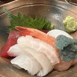 Ten Gen Tempura Semmon Ten - 赤身 平目 甘エビ昆布締め アオリイカ