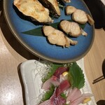 板前バル LIVE FISH MARKET - 牡蠣グラタン、鱈西京焼き、お刺身盛り