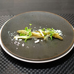 Élan - ランチコース 5832円 の北海島のわかさぎ 冬ホワイトアスパラ 庄内あさつき ポワイトセロリ