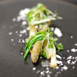 Élan - ランチコース 5832円 の北海島のわかさぎ 冬ホワイトアスパラ 庄内あさつき ポワイトセロリ