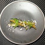 Élan - ランチコース 5832円 の北海島のわかさぎ 冬ホワイトアスパラ 庄内あさつき ポワイトセロリ