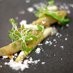 Élan - ランチコース 5832円 の北海島のわかさぎ 冬ホワイトアスパラ 庄内あさつき ポワイトセロリ