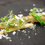 Élan - ランチコース 5832円 の北海島のわかさぎ 冬ホワイトアスパラ 庄内あさつき ポワイトセロリ