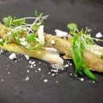 Élan - ランチコース 5832円 の北海島のわかさぎ 冬ホワイトアスパラ 庄内あさつき ポワイトセロリ