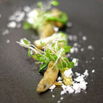 Élan - ランチコース 5832円 の北海島のわかさぎ 冬ホワイトアスパラ 庄内あさつき ポワイトセロリ