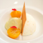 ランチコース 4104円 の金柑のヌガー・グラッセ ピスタチオのムースリーヌ