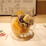 うを徳 - デザート（レーズンアイスクリーム + デコポン + 柿）