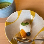 天冨良 麻布よこ田 - ラフランスのシャーベットとお抹茶