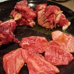 炭火焼肉 鶴兆 - 鶴兆カルビ  ・     ハラミステーキ   ・   サガリ         