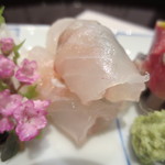 新宿割烹 中嶋 - 青森の寒ビラメ。中にかんずりと小葱を巻き込んでいます。